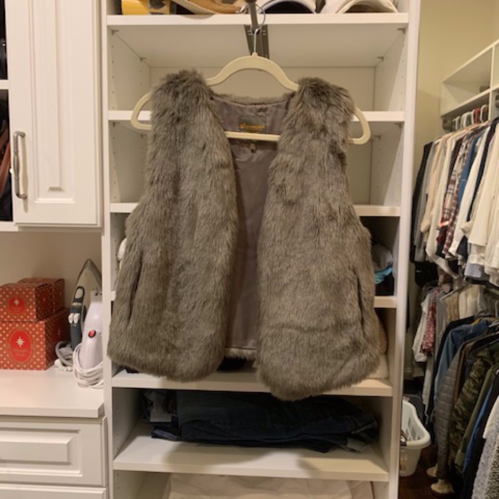 Madewell Grey Faux Fur Vest